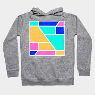 Inverted Blue Yellow Pink Geometric Abstract Acrylic Painting Hoodie